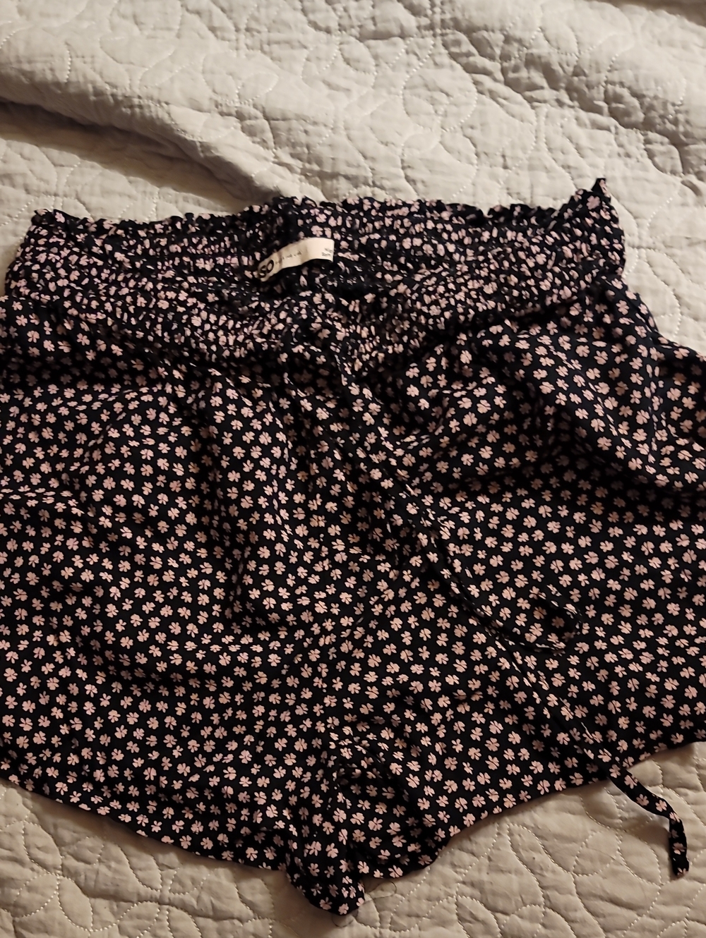 SO Black Shorts with Pink Daisy Print